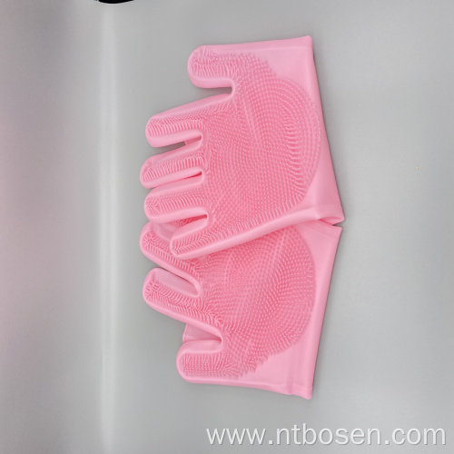 Heat resistant scrub silicone washing gloves